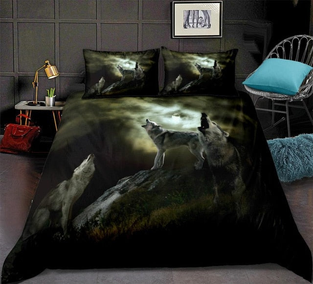 Dark Night Wolves Bedding Set - Beddingify