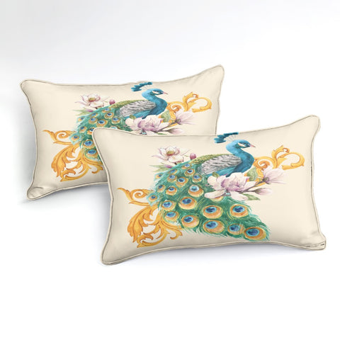 Image of Blooming Flowers Watercolor Peacock Bedding Set - Beddingify