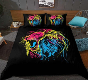 Color Line Lion Pattern Bedding Set - Beddingify