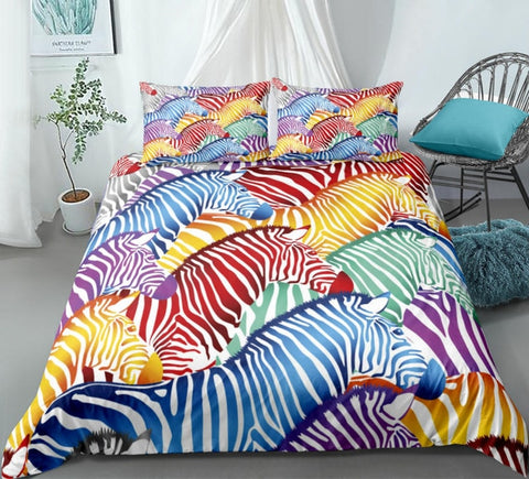 Image of Rainbow Zebra Bedding Set - Beddingify