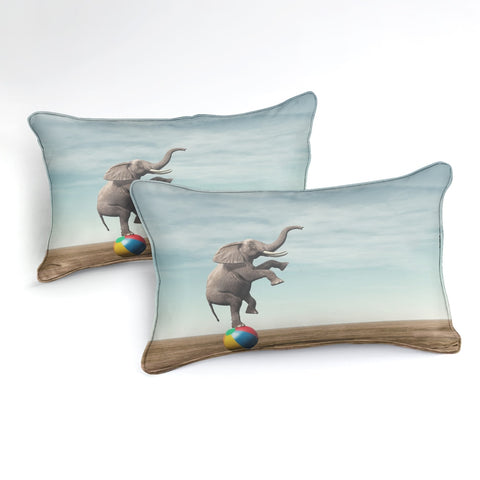 Image of 3D Elephant Balancing on a Beach Ball Bedding Set - Beddingify