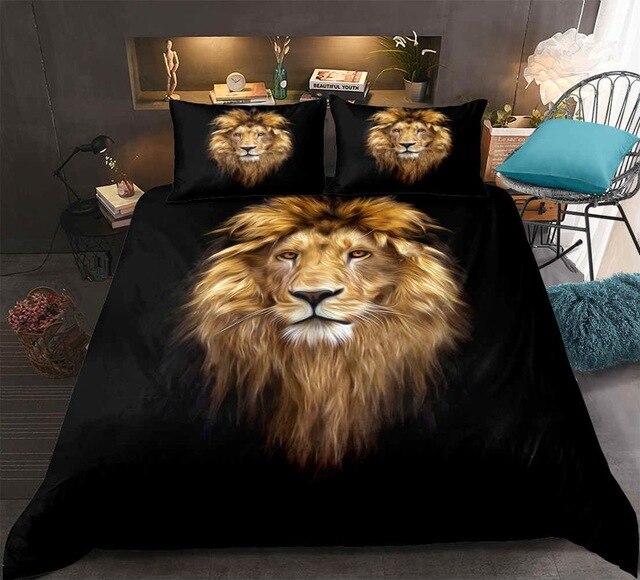 Wild Lion Pattern Bedding Set - Beddingify