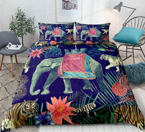 Tropical Elephant and Tiger Bedding set - Beddingify