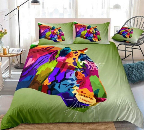 Image of Colorful Pattern Tiger Bedding Set - Beddingify