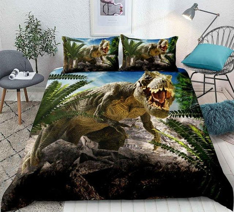 Image of 3D Dinosaur Destroy Park Comforter Set - Beddingify