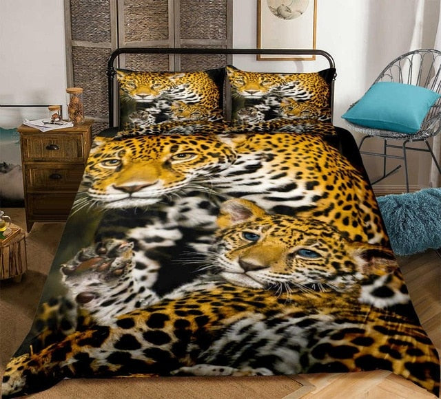 3D Leopard Family Bedding Set - Beddingify