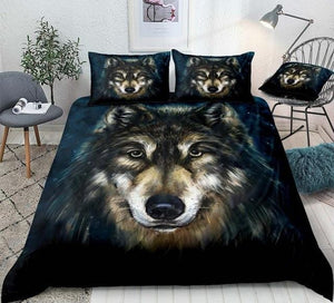 Watercolor Wolf Head Bedding Set - Beddingify