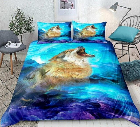 Image of Teen Blue Purple Wolf Bedding Set - Beddingify