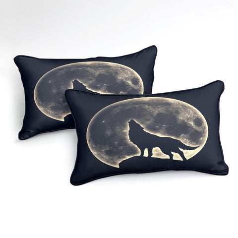 Image of Wolf Howling In Full Moon Bedding Set - Beddingify