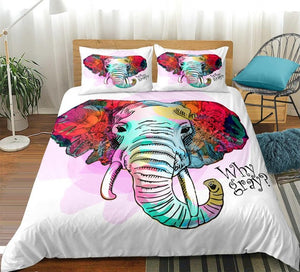 Watercolor Art Elephant Bedding Set - Beddingify
