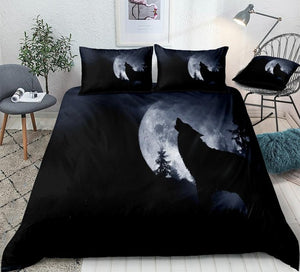 Howling Wolf Black Bedding Set - Beddingify