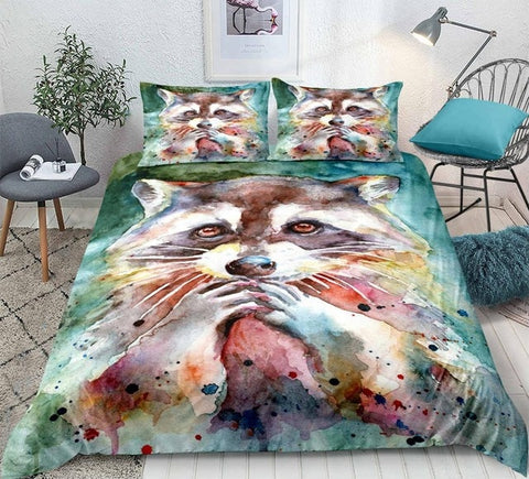 Image of Lovely Raccoon Bedding Set - Beddingify