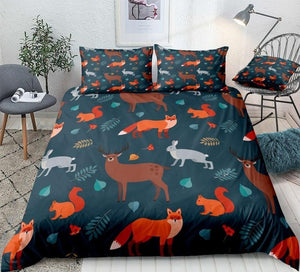 Forest Animals and Autumn Leaves Bedding Set - Beddingify