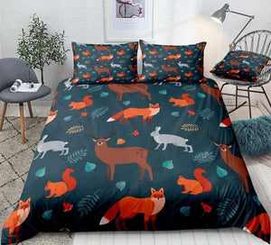 Forest Animals and Autumn Leaves Comforter Set - Beddingify