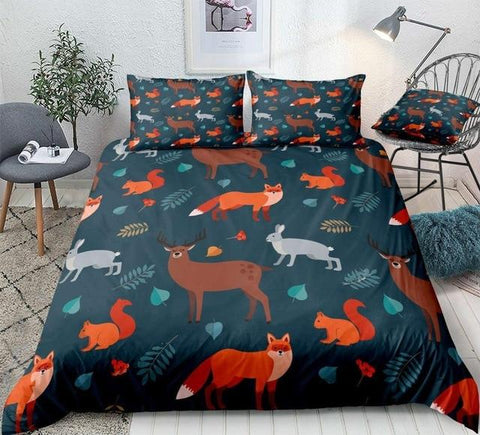 Image of Forest Animals and Autumn Leaves Comforter Set - Beddingify