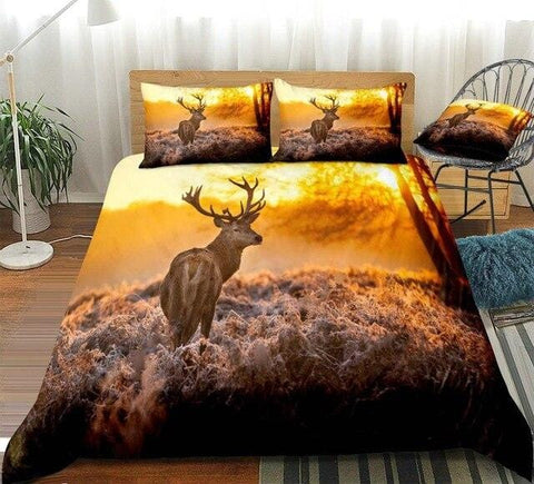 Image of 3D Elk In Sunrise Bedding Set - Beddingify
