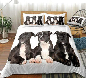 3D  Three Black Dogs Comforter Set - Beddingify