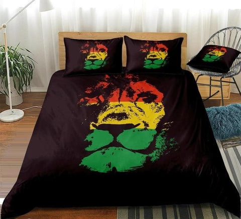 Image of Red Yellow Green Lion Head Bedding Set - Beddingify