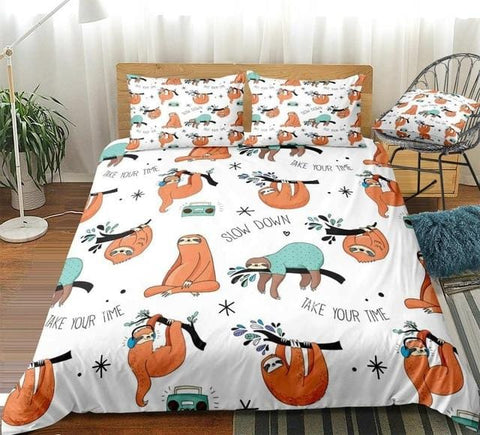 Image of Different Forms Cute Sloth Bedding Set - Beddingify
