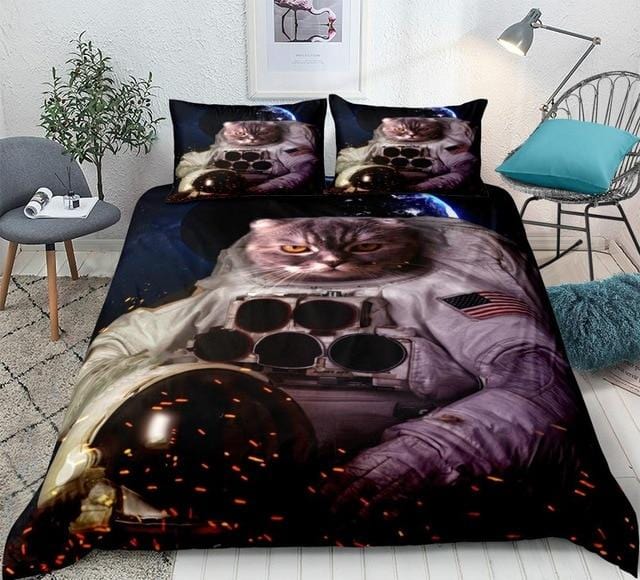 3D Astronaut Cat Bedding Set - Beddingify