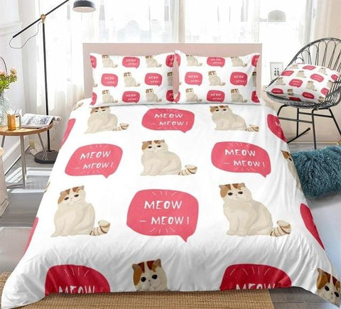 Image of Adorable Meow Cat Bedding Set - Beddingify