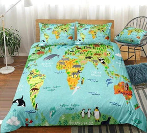 World Animal Map Comforter Set - Beddingify