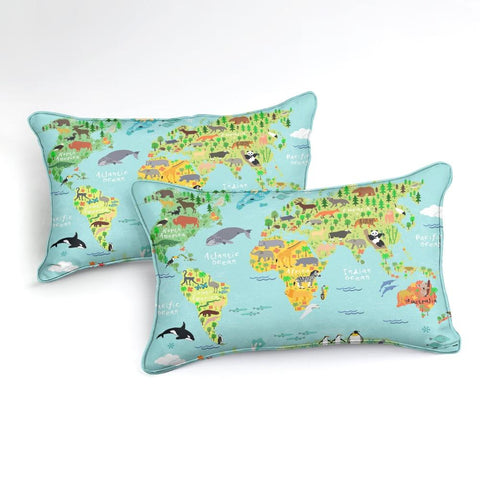 Image of World Animal Map Comforter Set - Beddingify