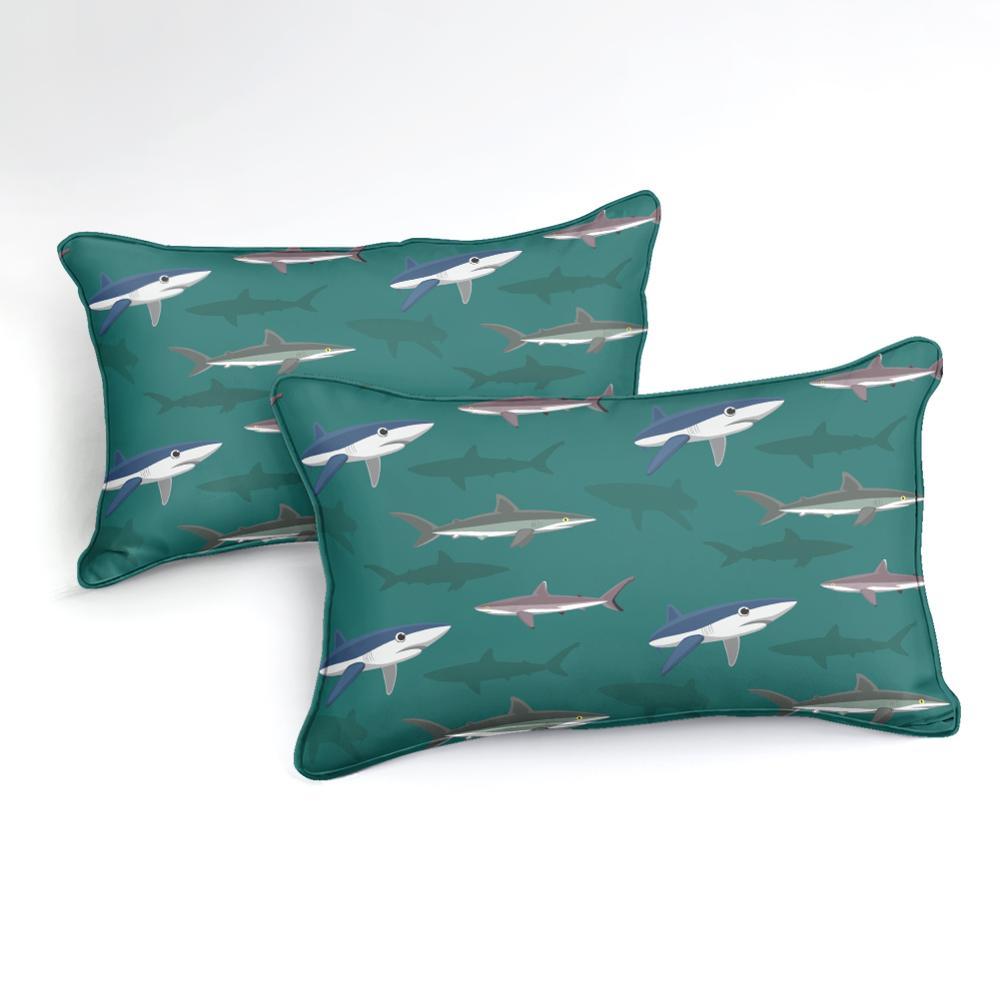 Shark In Ocean Green Bedding Set - Beddingify