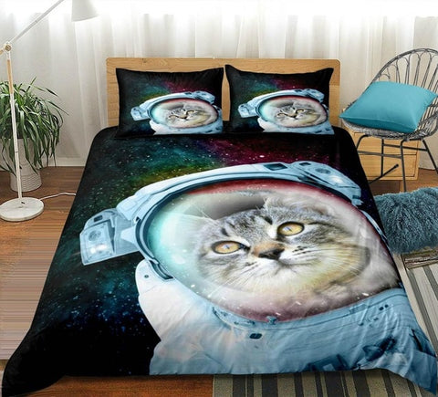 Image of Astronaut Cat Galaxy Bedding Set - Beddingify