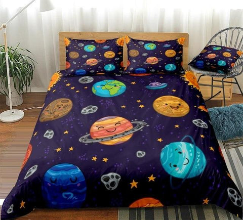 Image of Cartoon Planets Comforter Set - Beddingify