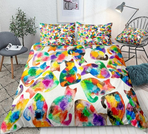 Image of Colorful Cats Bedding Set - Beddingify