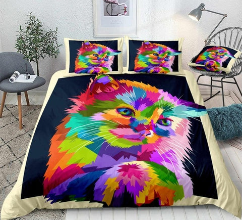 Image of Cute Colorful Cat Bedding Set - Beddingify
