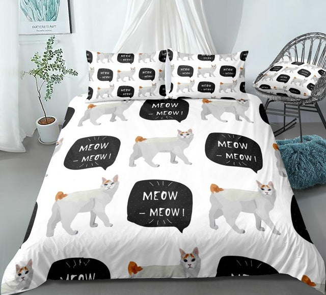Bobtail White Cats Bedding Set - Beddingify