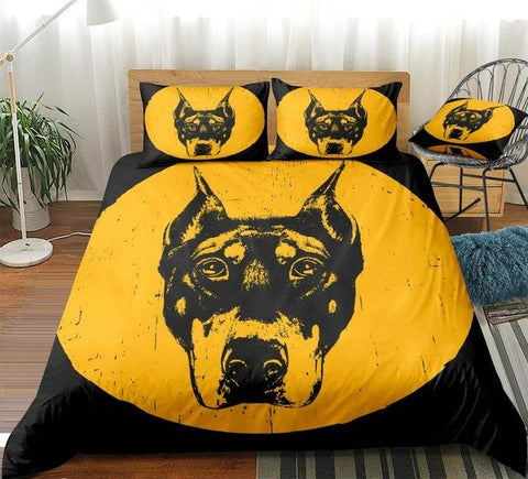 Image of Yellow Black Dog Comforter Set - Beddingify