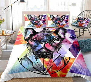 Gentleman Bulldog Watercolor Bedding Set - Beddingify