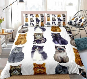 Watercolor Cats Bedding Set - Beddingify