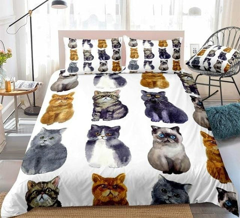 Image of Watercolor Cats Bedding Set - Beddingify