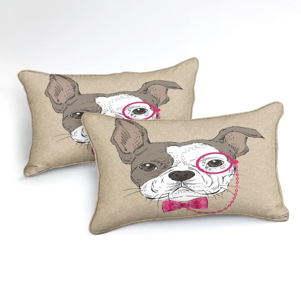 Bulldog in Pink Tie Bow and Monocle Bedding Set - Beddingify