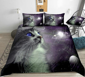 Cat With Galaxy Bedding Set - Beddingify