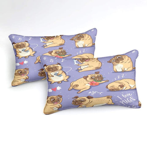 Image of Cartoon Pugs Comforter Set - Beddingify