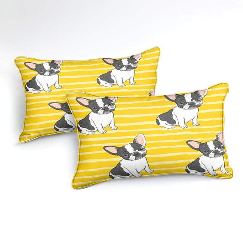 Image of Yellow Striped With Bulldog Comforter Set - Beddingify