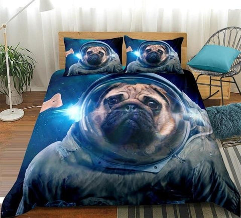 Image of 3D Space Pug Bedding Set - Beddingify
