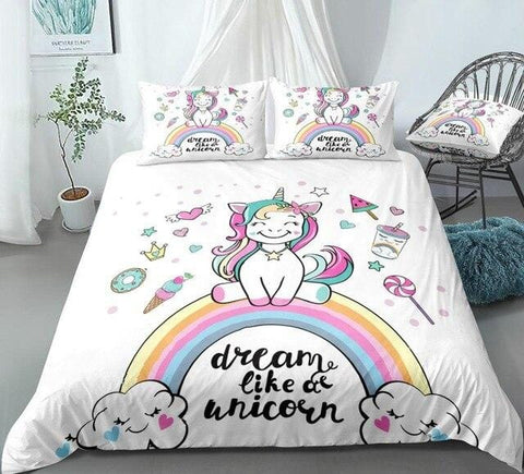 Image of Adorable Rainbow Unicorn Bedding Set - Beddingify