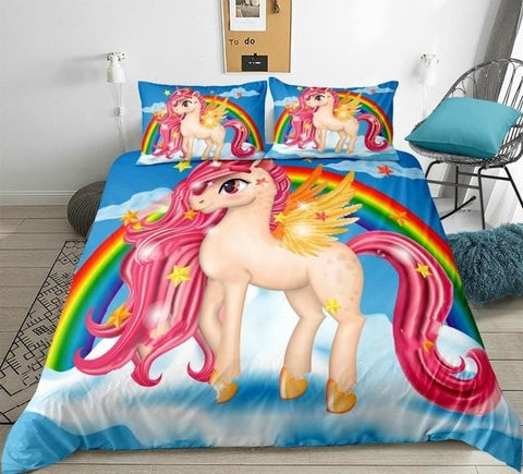 Image of Rainbow Pinky Unicorn Bedding Set - Beddingify