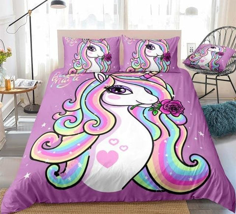 Image of Unicorn with Rose Bedding Set - Beddingify