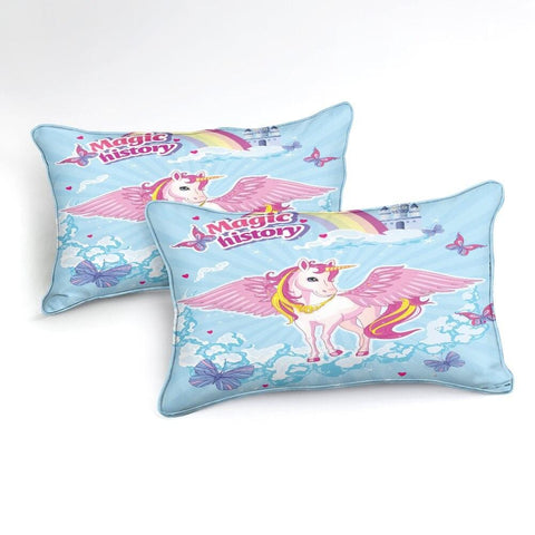 Image of Pink Unicorn Blue Sky Bedding Set - Beddingify
