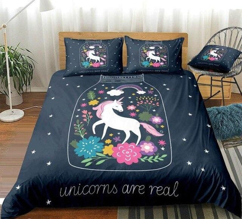 Image of Purple Floral Unicorn Bedding Set - Beddingify