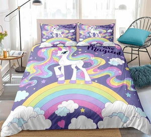 3D Rainbow Unicorn Bedding Set - Beddingify