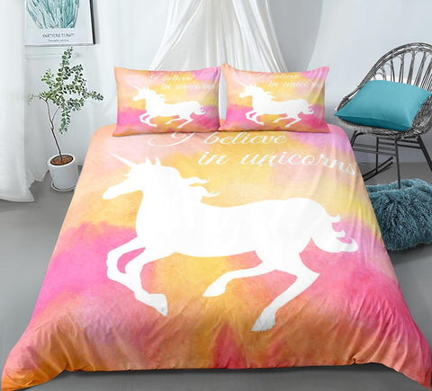 Image of White Unicorn Colorful Bedding Set - Beddingify