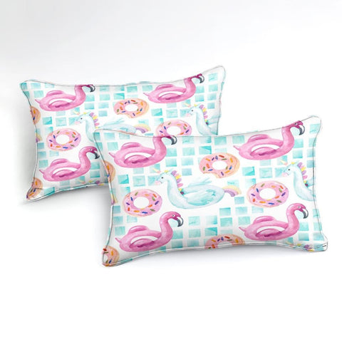 Image of Pink Flamingo Green Bedding Set - Beddingify